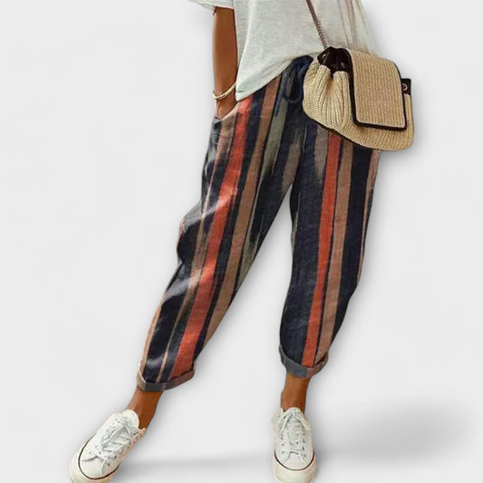 Pohodlné Bavlněno-Lněné Kalhoty