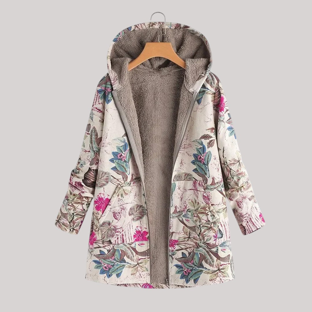 Flora | Teplá, měkká podšitá pletená bunda parka