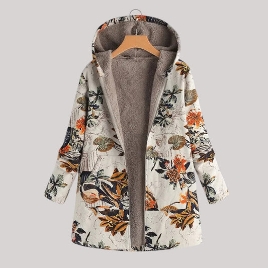 Flora | Teplá, měkká podšitá pletená bunda parka